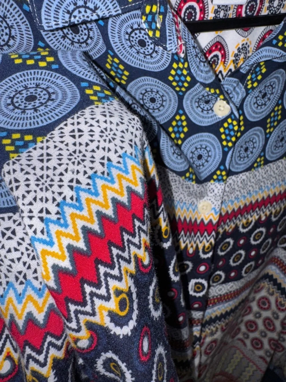 Peck & Peck- Western Boho Print High Low Blouse Size L - Picture 12 of 14